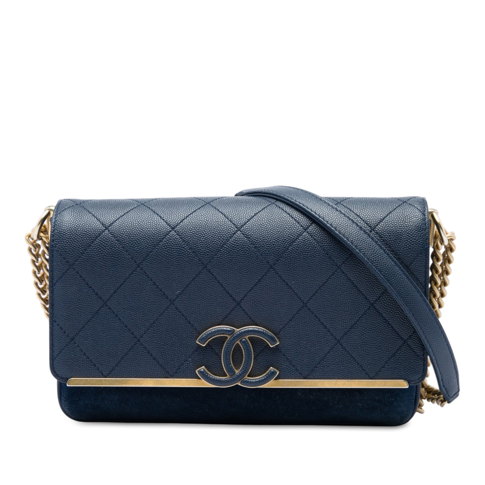 Pre-Loved Chanel CC Stitched Caviar and Suede Lady Coco Flap